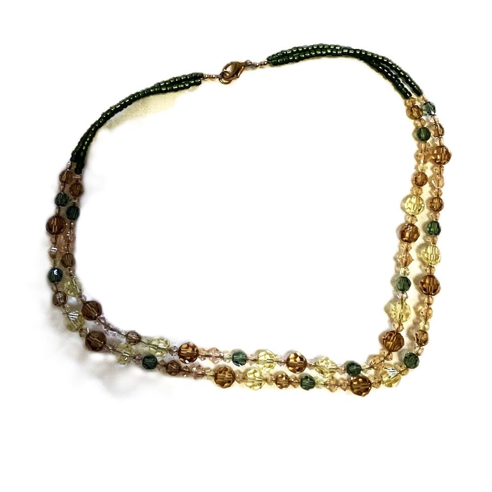 (NWOT) Women's 2 Strand Swarovski® Crystal 18 Inch Long Necklace.  (N0106)